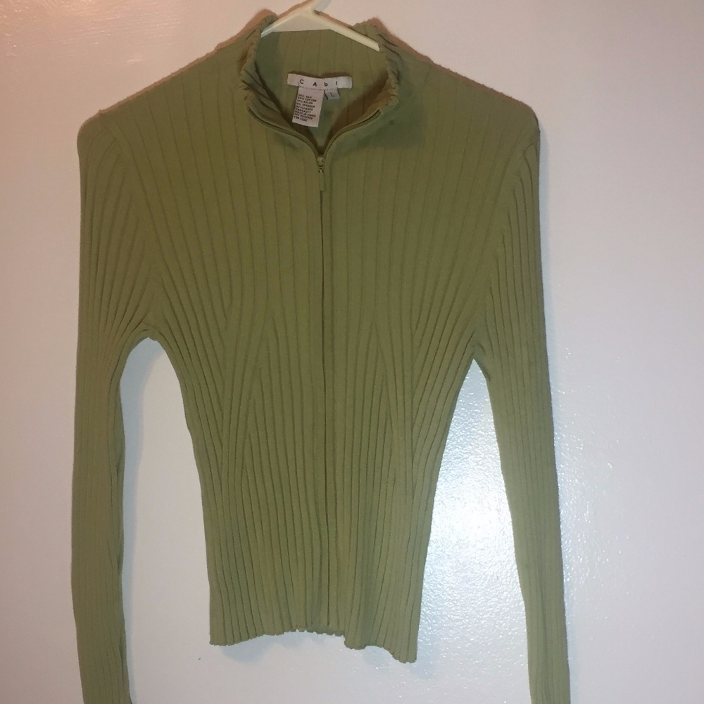 CAbi Green long-sleeved size L Zipup Sweater